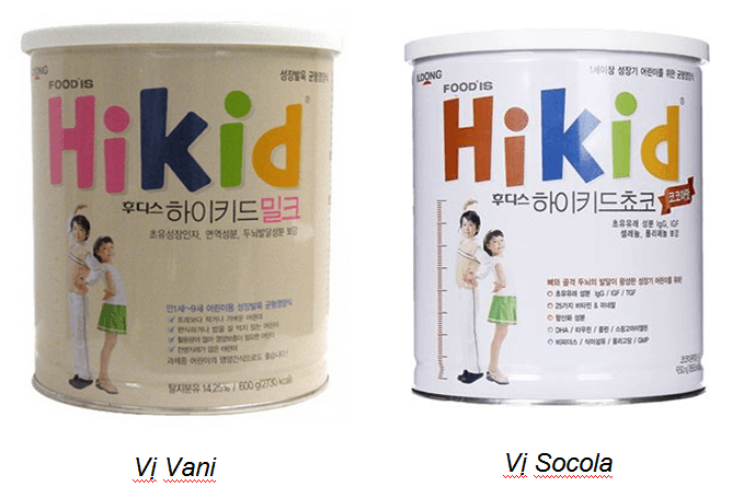 Sữa Hikid Hàn Quốc vị Vani và Socola