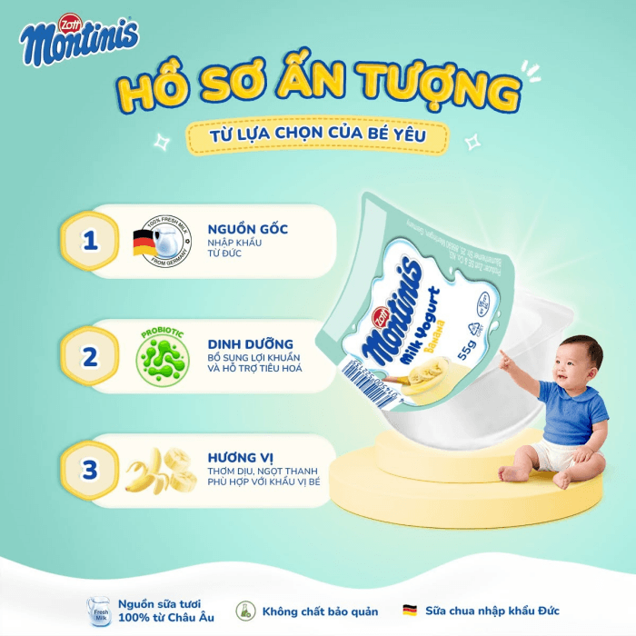 Sữa chua dành cho bé 6 tháng trở lên Zott Montinis
